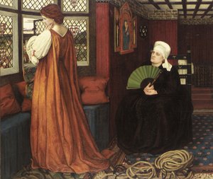 拉斐尔前派绘画：朱丽叶和她的护士（Juliette et sa nourrice） par Stanhope (Spencer-Stanhope), John Roddam（1829-1908）。布面油画