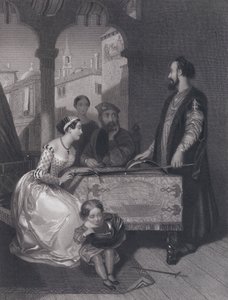 Gentile Bellini 和伟大的 Enrico Dandolo 的后代（雕刻） 作者 约翰·罗杰斯（后）赫伯特