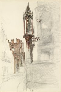 维罗纳Cansignorio della Scala墓周围壁龛的研究，1869年 作者 约翰·拉斯金