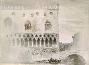 公爵府的外观，威尼斯，1852年 作者 约翰·拉斯金
