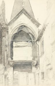 Cangrande I della Scala 之墓，维罗纳，1869 年 5 月 28 日至 6 月 29 日（纸上的石墨、水彩和体色） 作者 约翰·拉斯金