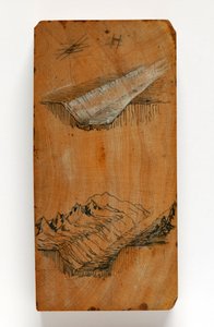 夏蒙尼山谷的海沟和海沟上方的山峰，约 1856 年（钢笔、墨水和水彩木板） 作者 约翰·拉斯金