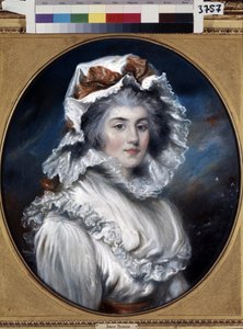 戴帽子女孩的肖像。约翰-拉塞尔（1745-1806 年）绘制。纸上粉彩画，18 世纪下半叶。圣彼得堡冬宫博物馆。 作者 约翰·罗素