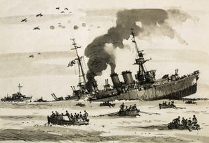 1942 年马耳他行动后，开罗号被英国驱逐舰击沉 作者 约翰·S·史密斯