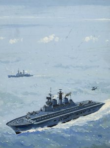 英国皇家海军无敌号战舰（纸上水粉画）