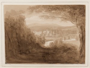 1824年10月25日至27日，约克郡博尔顿修道院（铅笔，画笔和棕褐色墨水在纸上）
