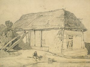 东Winch的一个谷仓，诺福克（铅笔卡） 作者 约翰·塞尔·科特曼