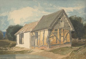 池塘边的农场建筑，1808-11。 作者 约翰·塞尔·科特曼