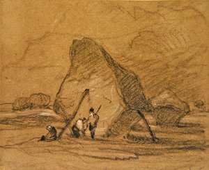 干草堆（黑色粉笔在纸上用白色增高）。 作者 约翰·塞尔·科特曼