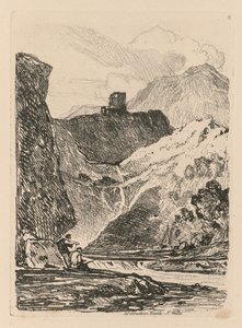 Liber自修室：北威尔士Llanberris湖Dolbadern城堡第12板，1838年。 作者 约翰·塞尔·科特曼