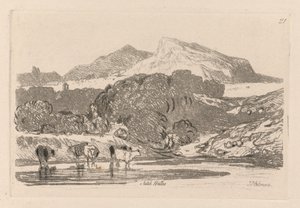 自由工作室（Liber Studiorum）：第21版，北威尔士风景，1838年。 作者 约翰·塞尔·科特曼