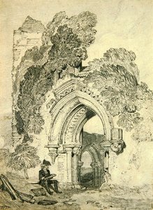 罗马式废墟（纸上铅笔画） 作者 约翰·塞尔·科特曼