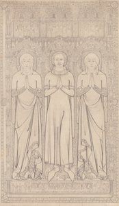 1364 年诺福克林恩圣玛格丽特教堂中罗伯特-布劳恩切和他的两位妻子的墓穴铜像 作者 约翰·塞尔·科特曼