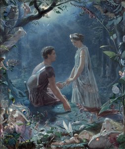 仲夏夜之梦》--赫米亚和莱桑德，《仲夏夜之梦》--约翰-西蒙斯（1823-1876）著