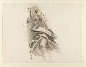 帷幔细部[蜡笔画研究第 5.14 号］ 作者 约翰·辛格·萨金特