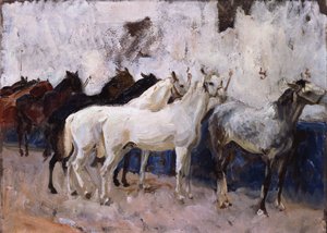 马在帕尔马，马略卡岛，西班牙，1908年 作者 约翰·辛格·萨金特