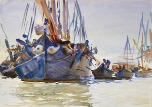 抛锚的意大利帆船，约1904-1907年 作者 约翰·辛格·萨金特