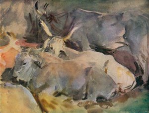 锡耶纳的牛，c1910 作者 约翰·辛格·萨金特