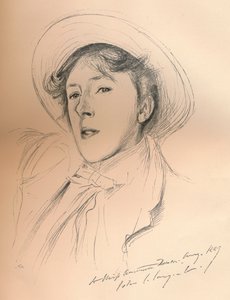 紫罗兰色Paget Vernon Lee小姐的肖像素描，c1881 作者 约翰·辛格·萨金特
