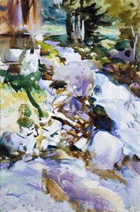 Rushing Brook，c.1904-11（wc，水粉和石灰在灰白色的纸上） 作者 约翰·辛格·萨金特