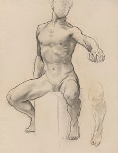 珀尔修斯骑飞马杀死美杜莎的研究，壁画，波士顿美术馆楼梯[？］ 作者 约翰·辛格·萨金特