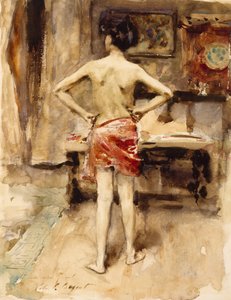 模型，1876年（在纸上的石墨铅笔上） 作者 约翰·辛格·萨金特