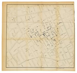 1855年的“霍乱传播方式论”中的地图 作者 约翰·斯诺