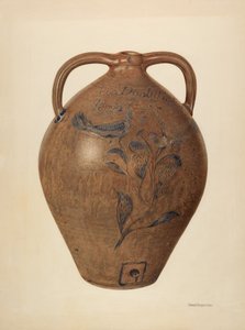 装酒、苹果酒或醋的壶，约1941年。