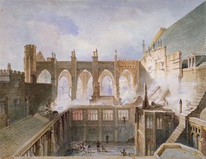 圣斯蒂芬教堂被毁的景象，威斯敏斯特宫，伦敦，1834年