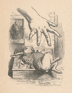 爱丽丝把手放到“白兔子”上，1889年 作者 约翰·坦尼尔