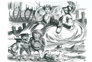 France and Britain watching the children (John Bull, Mr Punch and Napoleon III). This year marked 50 years of peace between France and Britain and the beginning of the Entente Cordiale. John Tenniel cartoon from 