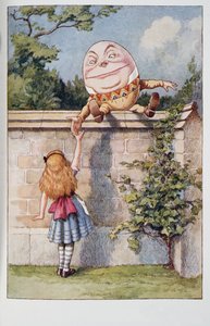Humpty Dumpty，来自Alices Adventures In Wonderland和透过镜子以及Alice在那里找到的东西，作者Lewis Carroll（1832  -  98），1911年出版（彩色石版画）