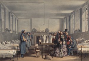 维多利亚女王和阿尔伯特亲王在1855年在查塔姆的布朗普顿医院探访在克里米亚战争中受伤的士兵 作者 约翰·坦尼尔