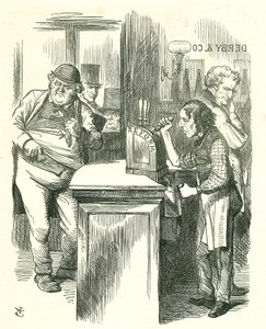 The Honest Pot Boy: Reform of Parliament - extension of the franchise. Disraeli serving up Reform to John Bull watched by his parliamentary opposition. He introduced and carried his Reform Bill. Tenniel cartoon from Punch, London 作者 约翰·坦尼尔