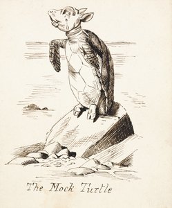 模拟龟&39;-模拟龟在岩石上抽泣，约1865年（钢笔和棕色墨水） 作者 约翰·坦尼尔