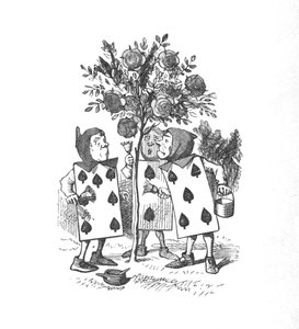 画玫瑰灌木丛的扑克牌，1889年 作者 约翰·坦尼尔