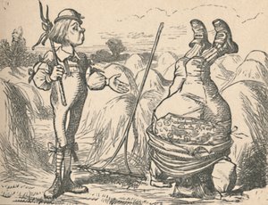 1889年，年轻人与正在倒立的父亲交谈。 作者 约翰·坦尼尔