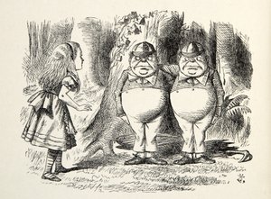 Tweedledum和Tweedledee，来自透镜的插图，作者：Lewis Carroll（1832  -  98），1872年 作者 约翰·坦尼尔