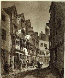 "View of the Southern Extremity of Thieving Lane (of late years called Bow Street)...", drawn 1807, engraved by W.M. Fellows, pub.1807年（雕版画） 作者 约翰·托马斯（后）史密斯