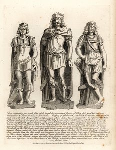 英国国王 Lud 和他的儿子 Angrogeus 和 Theomantius (Temantius)，Trinovantum 城墙的修理工，后来的 Caer Lud 或 Lud