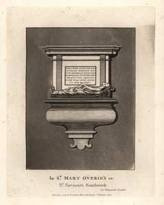 死于1575年的诚实人威廉-爱默生的墓碑，位于南华克的St Mary Overies或St Saviours，其肖像和纪念碑。