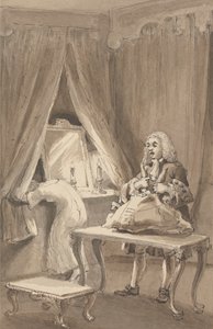 霍加斯在妻子穿上新睡衣后，把她的东西捆起来，寄给詹姆斯·桑希尔爵士，并附上一封信，信中告诉他，“他把没有穿罩衫的女儿带到了她的A-e” 作者 约翰·托马斯·史密斯