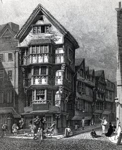 房子最近站在舰队街Chancery Lane的西角，发表于1812年 作者 约翰·托马斯·史密斯