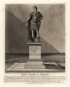 英格兰国王詹姆斯二世的雕像，穿着罗马皇帝的服装，Jacobus Seundus，由Grinlin Gibbons设计，位于枢密院内