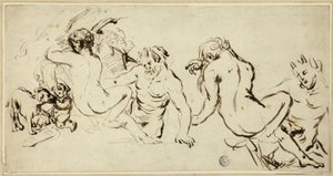 仙女、萨提尔和普托素描 作者 约翰·范德班克