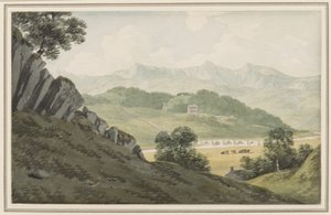 位于Barmouth和Dolgellau之间的公路上的Llanelltyd大桥，1790年7月16日，在Merionethshire看到Hengwrt和更远的Cader Idris（wc在纸上） 作者 约翰·沃威克·史密斯