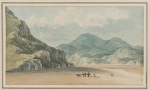 查看Fraeth Mawr Sands，朝着Snowdon，于1795年7月21日在Merionethshire的Penmorsa和Cynant之间穿越（wc在纸面上） 作者 约翰·沃威克·史密斯
