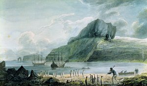 在Kerguelen的土地，1781-4圣诞港口的视图 作者 约翰·韦伯