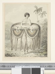 F.12 带礼物的 Otaheite 年轻女子，c.1773-84（水彩） 作者 约翰·韦伯