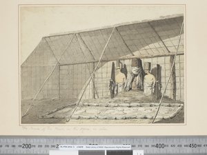 F.18 阿托伊的莫拉伊的房屋内部，约1773-84年（水彩）。 作者 约翰·韦伯